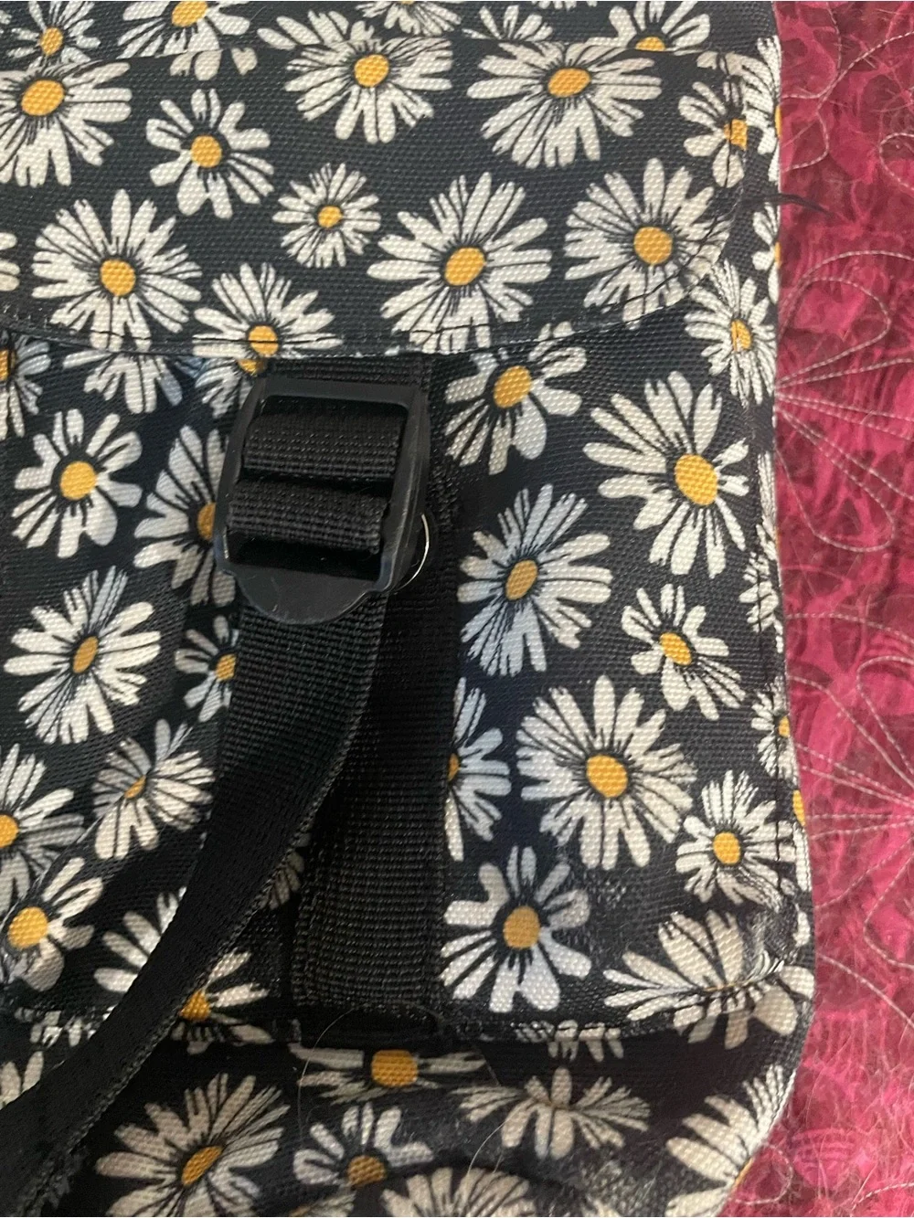 Black Daisy Print Backpack - Women Bags